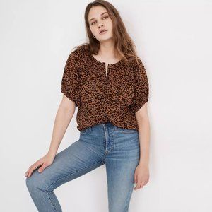 Madewell Like New Button Up Blouse in Leopard Print